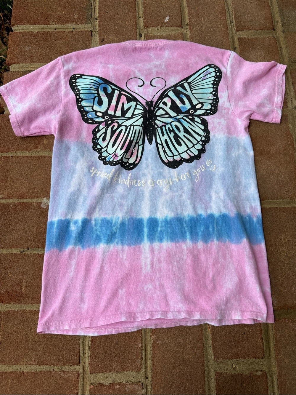 Simply Southern Pink & Blue Tie-Dye Butterfly Tee